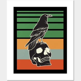 Vintage Skull And Raven Posters and Art